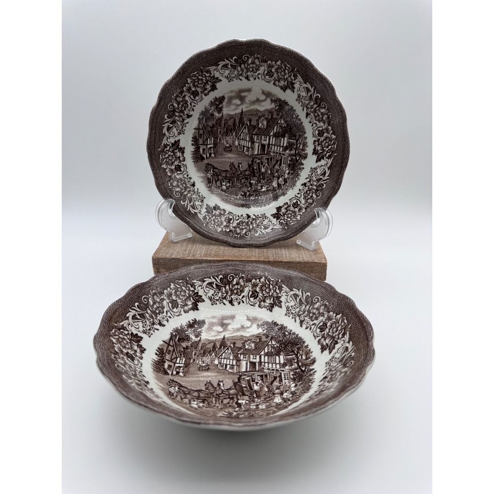 Royal Staffordshire J&G Meakin Stratford Stage Brown Ironstone Bowls Set of 2